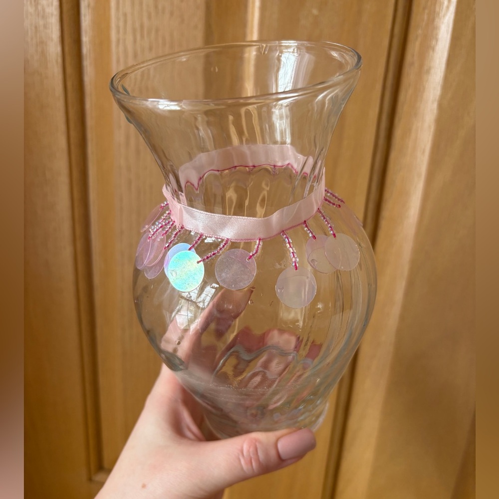 🤍Elegant Pink  Glass Vase🤍